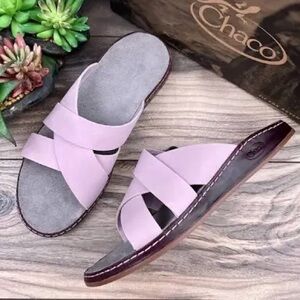 Chaco Mauve Wayfarer slide sandals Leather